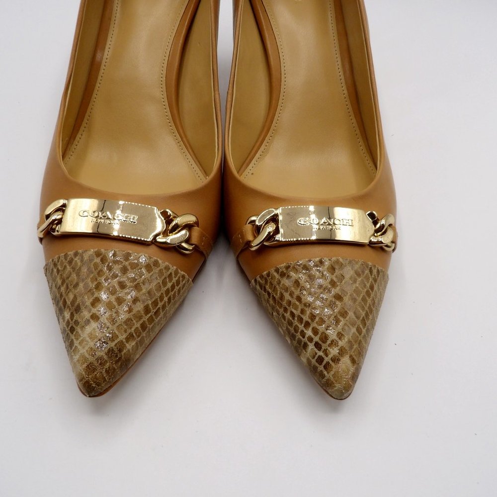 NEW COACH SNAKE SKIN AND LEATHER PUMP SZ 9